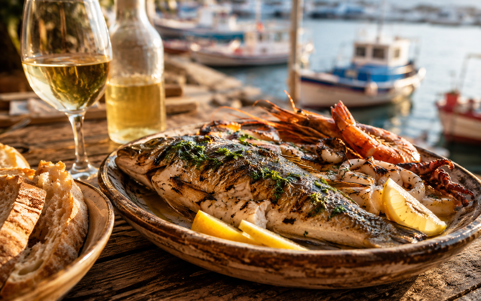 Fresh seafood on ice